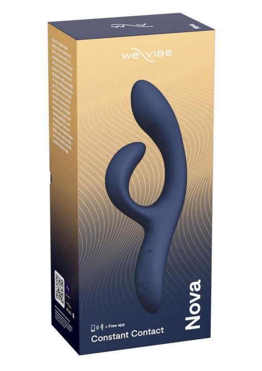 We-Vibe Nova 2 Midnight Blue Rechargeable Silicone Rabbit Vibrator - Blue/Orange