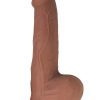 Realcocks Dual Layered Uncut Slider Fat Dick Dildo 9in - Caramel