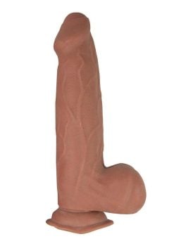 Realcocks Dual Layered Uncut Slider Thick Shaft Dildo 9.25in - Caramel