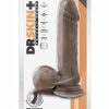 Dr. Skin Plus Thick Posable Dildo with Balls 9in - Chocolate
