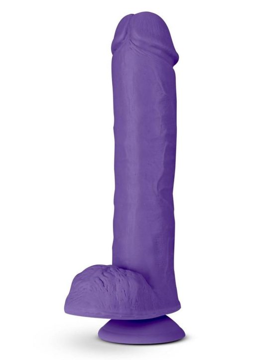 Au Naturel Bold Big John Dildo with Suction Cup and Balls 11in - Purple