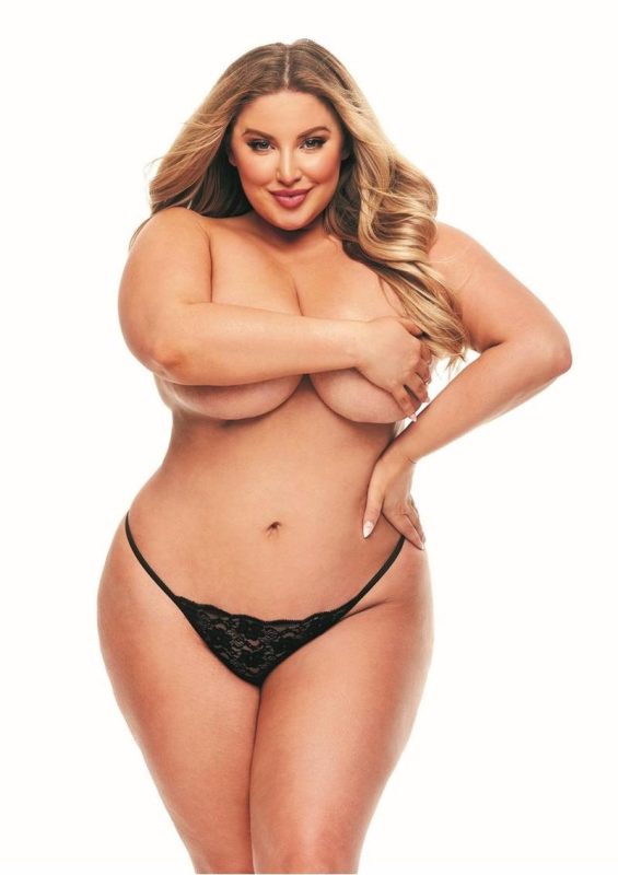Secret Kisses Rechargeable Silicone Lace G-String and Panty Vibe - Queen - Black