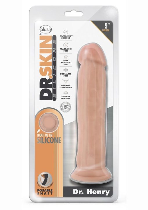 Dr. Skin Silicone Dr. Henry Dildo with Suction Cup 9in - Vanilla