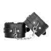 Ouch! Plush Bonded Leather Hand Cuffs - Black