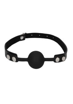 Ouch! Silicone Ball Gag with Adjustable Bonded Leather Straps - Black