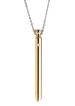 Charmed Rechargeable Stainless Steel 7X Vibrating Necklace - Gold