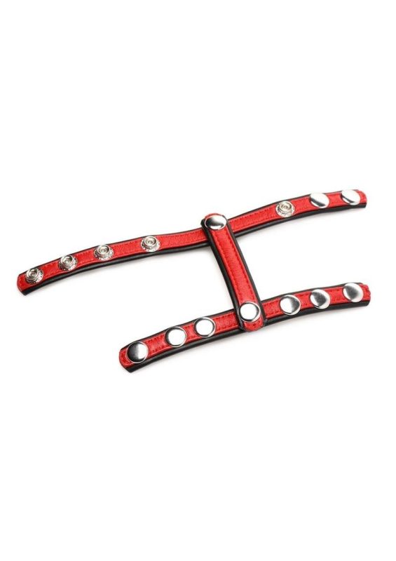 Cock Gear Leather Snap-On Harness - Red