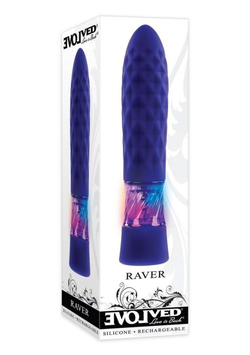 Raver Rechargeable Silicone Light-Up Vibrating Bullet - Blue
