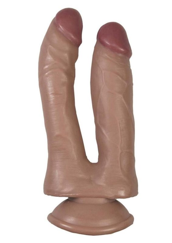 Hero Double Pleasure Double Dildo with Suction Cup - Chocolate