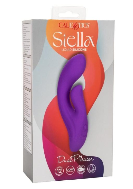 Stella Liquid Silicone Dual Pleaser Rechargeable Vibrator - Purple