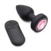Booty Sparks 28X Rechargeable Silicone Vibrating Gem Anal Plug with Remote Control - Small - Pink