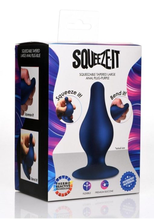 Squeeze-It Squeezable Silicone Tapered Anal Plug - Large - Blue