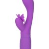 Rechargeable Butterfly Kiss Flutter Silicone Rabbit Vibrator - Purple