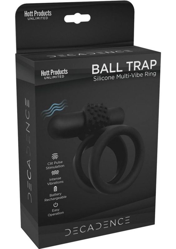 Decadence Ball Trap Silicone Cock andamp; Ball Strap - Black