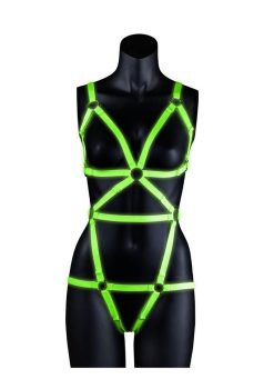 Ouch! Full Body Harness Glow in the Dark - Small/Medium - Green