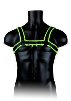 Ouch! Chest Bulldog Harness Glow in the Dark Small/Medium - Green