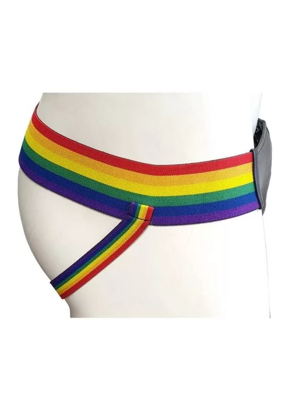 Rouge Leather Jock with Pride Stripes - Large - Multicolor