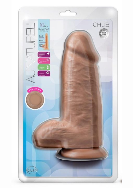 Au Naturel Chub Dildo with Suction Cup 10in - Caramel