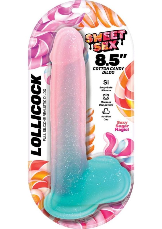 Sweet Sex Lollicock Silicone Dildo 8.5in - Multicolor