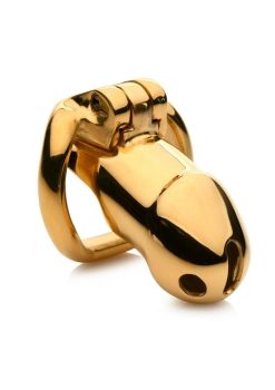 Master Series Midas 18K Gold-Plated Locking Chastity Cage