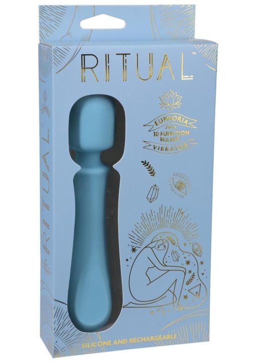 Ritual Euphoria Rechargeable Silicone Wand Vibrator - Blue