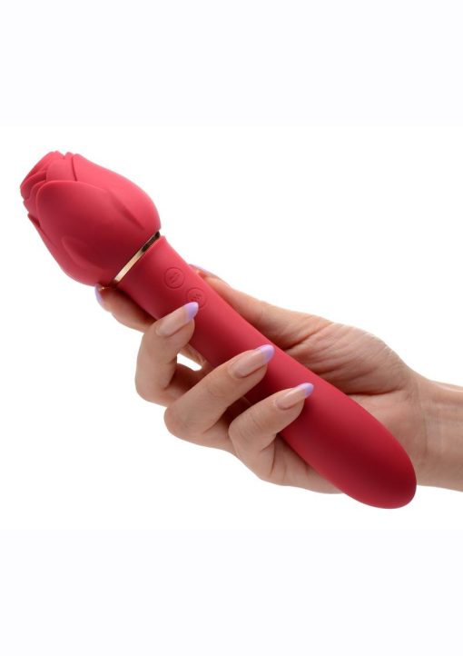 Inmi Bloomgasm Suction Rose Vibrator Rechargeable Clit Stimulator - Red