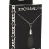Charmed 10X Vibrating Silicone Teardrop Necklace Rechargeable Stimulator - Black/Silver