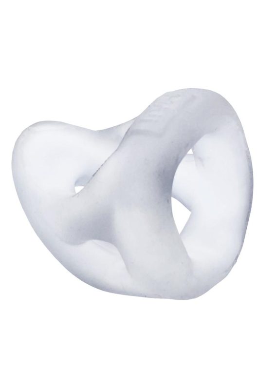 Hunkyjunk Slingshot Silicone 3 Ring Teardrop Cock Ring - Clear Ice