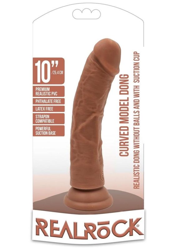 RealRock Curved Realistic Dildo with Suction Cup 10in - Caramel