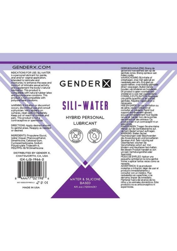 Gender X Sili-Water Hybrid Lubricant 4oz