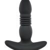 Playboy Trust the Thrust Rechargeable Silicone Thrusting Anal Plug with Remote Control - Black