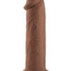 Girthy Vibrating Rechargeable Silicone Dildo 7in - Caramel