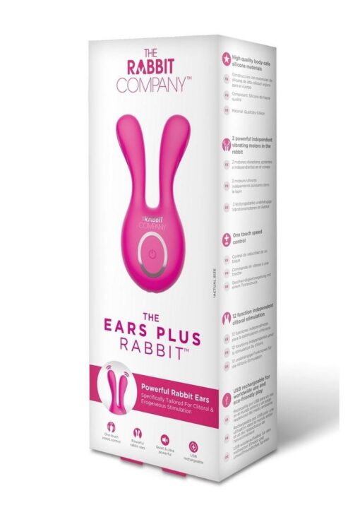 The Rabbit Company The Ears Plus Rabbit Rechargeable Silicone Stimulator - Hot Pink