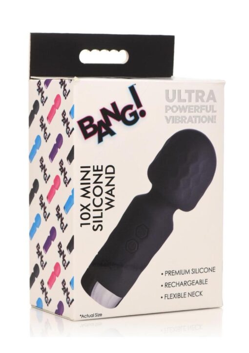 Bang! 10X Mini Silicone Rechargeable Wand - Black