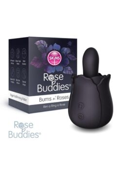 Skins Rose Buddies Bums N Roses Rechargeable Silicone Clitoral Vibrator - Black
