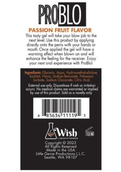 ProBlo Oral Pleasure Flavored Gel 1.5oz - Passion Fruit