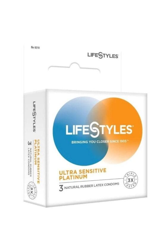Lifestyles Ultra Sensitive Platinum Lubricated Latex Condoms 3-Pack