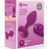 B-Vibe Vibrating Jewel Plug Rechargeable Silicone Anal Plug with Remote - Small/Medium - Fuchsia