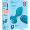 B-Vibe Vibrating Jewel Plug Rechargeable Silicone Anal Plug with Remote - Small/Medium - Teal