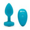 B-Vibe Vibrating Jewel Plug Rechargeable Silicone Anal Plug with Remote - Small/Medium - Teal