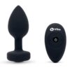 B-Vibe Vibrating Jewel Plug Rechargeable Silicone Anal Plug with Remote - Medium/Large - Black