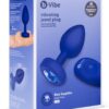 B-Vibe Vibrating Jewel Plug Rechargeable Silicone Anal Plug with Remote - Large/XLarge - Navy Blue