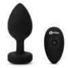 B-Vibe Vibrating Jewel Plug Rechargeable Silicone Anal Plug with Remote - XXLarge - Black
