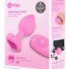 B-Vibe Vibrating Heart Shape Jewel Rechargeable Silicone Anal Plug with Remote - Small/Medium - Pink