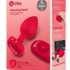 B-Vibe Vibrating Heart Shape Jewel Rechargeable Silicone Anal Plug with Remote - Medium/Large - Red