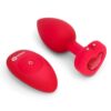 B-Vibe Vibrating Heart Shape Jewel Rechargeable Silicone Anal Plug with Remote - Medium/Large - Red