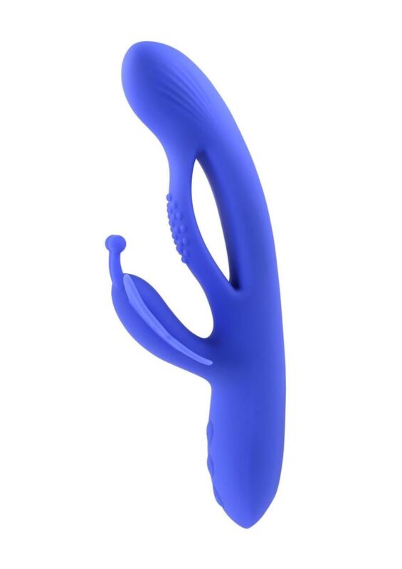 Butterfly Dreams Rechargeable Silicone Dual Stimulating Vibrator - Blue