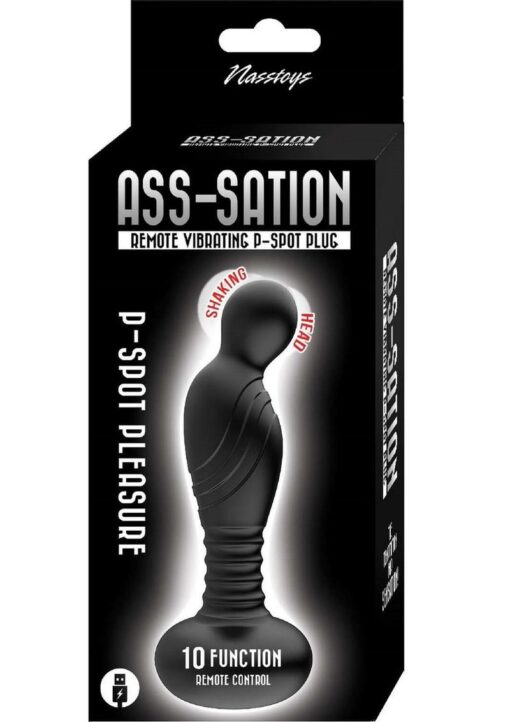 Ass-Sation Remote Vibrating Rechargeable Silicone P-Spot Plug - Black