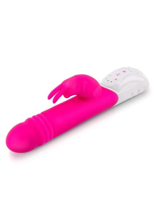 Rabbit Essentials Silicone Rechargeable G-Spot Thrusting Rabbit Vibrator - Hot Pink