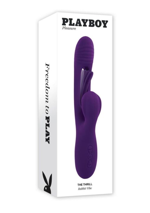 Playboy The Thrill Rechargeable Silicone Rabbit Vibrator - Purple